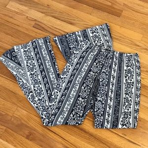 Boho Navy Blue flower pattern Bell-bottom pants